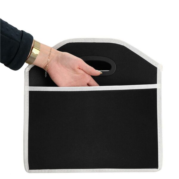 Organizator dulap Sersimo tip lada, 3 compartimente, textil, negru - Image 7