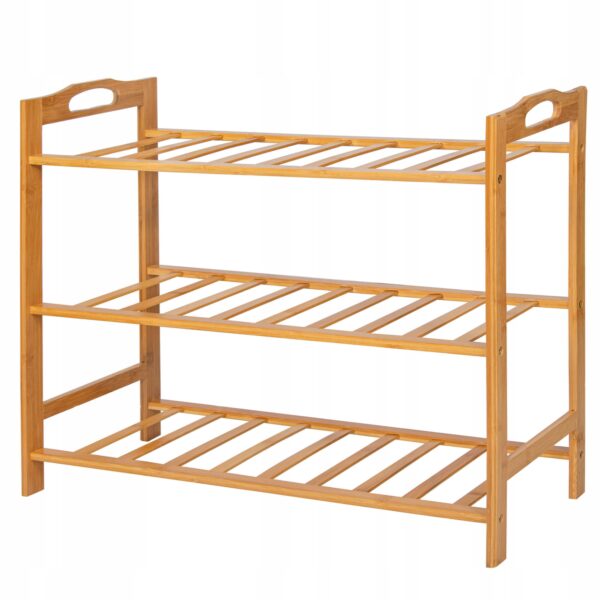 Pantofar din lemn cu 3 rafturi, 68x51cm, bambus natur - Image 7
