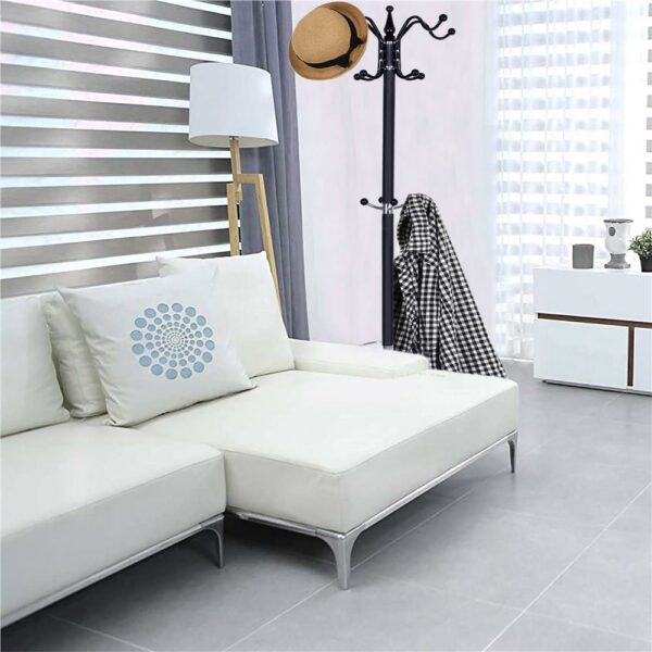 Cuier tip pom din metal Sersimo, 12 agatatoare, 174cm, negru - Image 8