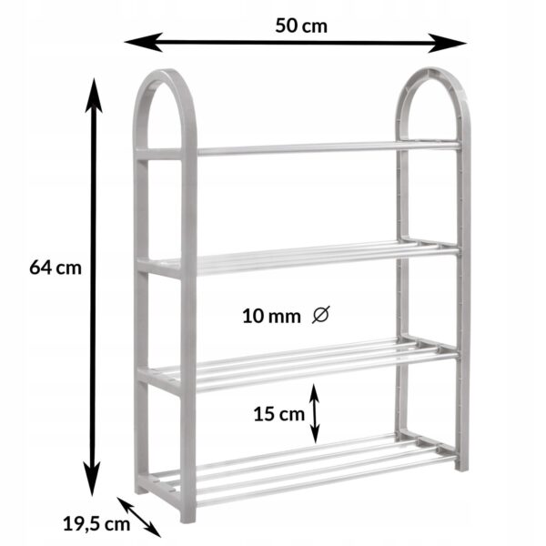 Pantofar PVC si metal, Sersimo cu 4 rafturi, 64x50cm, argintiu - Image 8