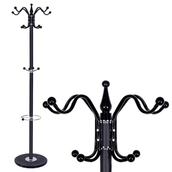 Cuier tip pom din metal Sersimo, 12 agatatoare, 174cm, negru - Image 9