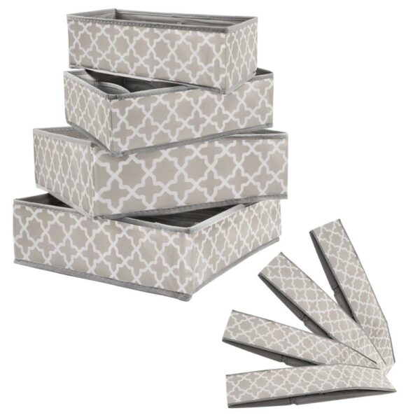Set 4 organizatoare Sersimo sertar pentru sosete/lenjerie, gri crem - Image 9