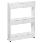 Depolórendszer Sersimo HA110, 3 polccal, kerekekkel, konyhába vagy fürdőszobába, fehér színben