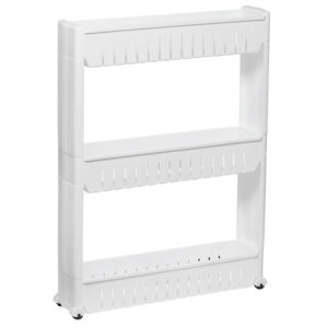 Sistem rafturi de depozitare Sersimo HA110 cu roti pentru bucatarie sau baie cu 3 polite, alb