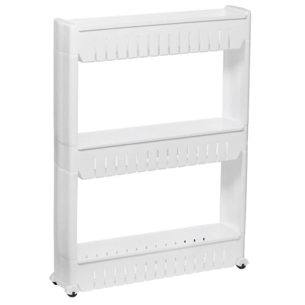 Sistem rafturi de depozitare Sersimo HA110 cu roti pentru bucatarie sau baie cu 3 polite, alb
