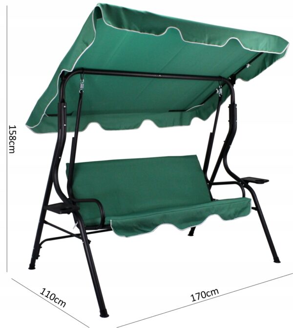 Leagan balansoar gradina Sersimo Modena, 3 locuri, 220kg, verde - Image 2
