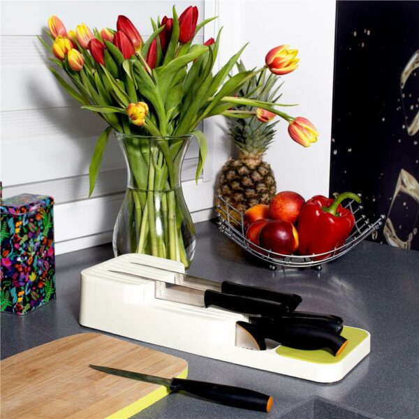 Organizator cutite pentru sertar, 9 compartimente, 40x14cm, alb - Image 3
