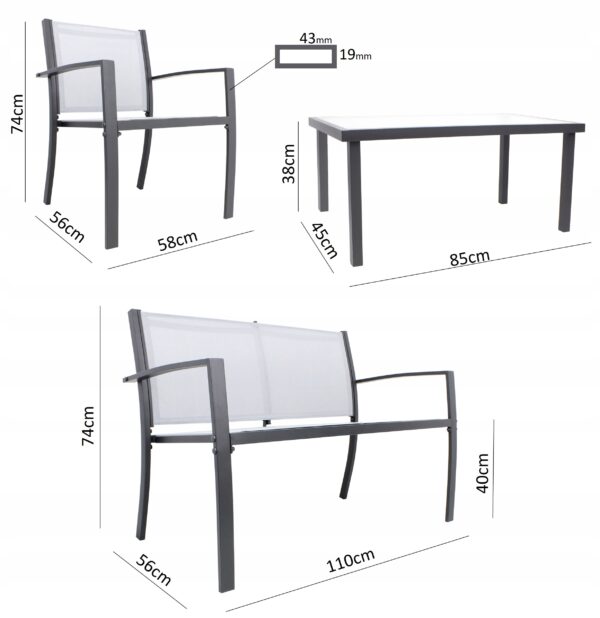 Set mobilier gradina/terasa Sersimo Valencia, 2 fotolii, canapea si masuta - Image 6