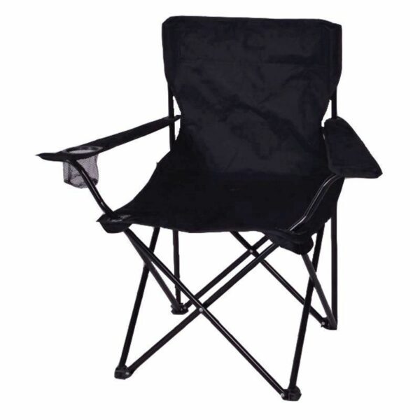 Scaun pliabil camping sau pescuit Sersimo, suport pahar, negru - Image 4