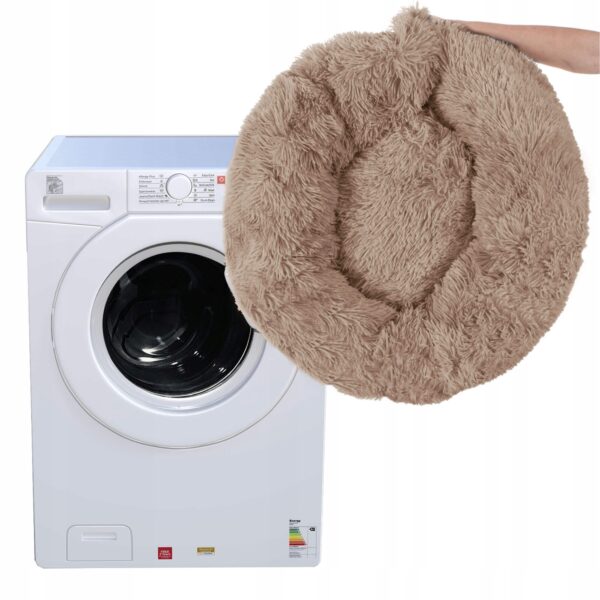 Pat Sersimo pentru caini si pisici, cu husa detasabila, maro deschis, diametru 110cm - Image 4