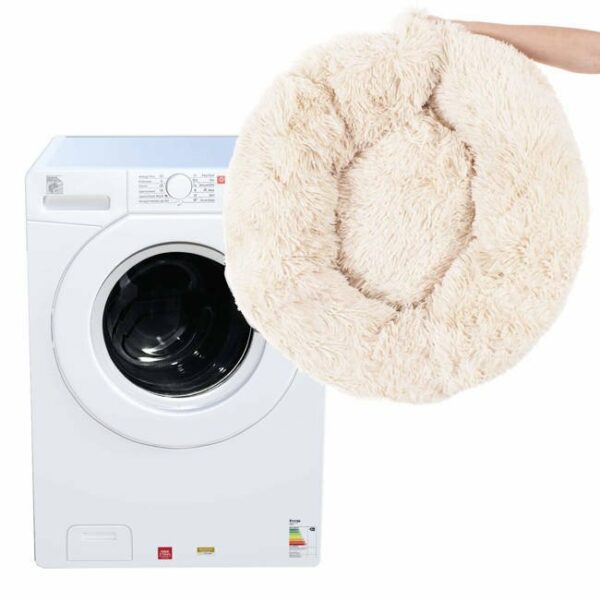 Sersimo ágy kutyáknak és macskáknak, levehető huzattal, bézs, átmérője 60cm - Image 4