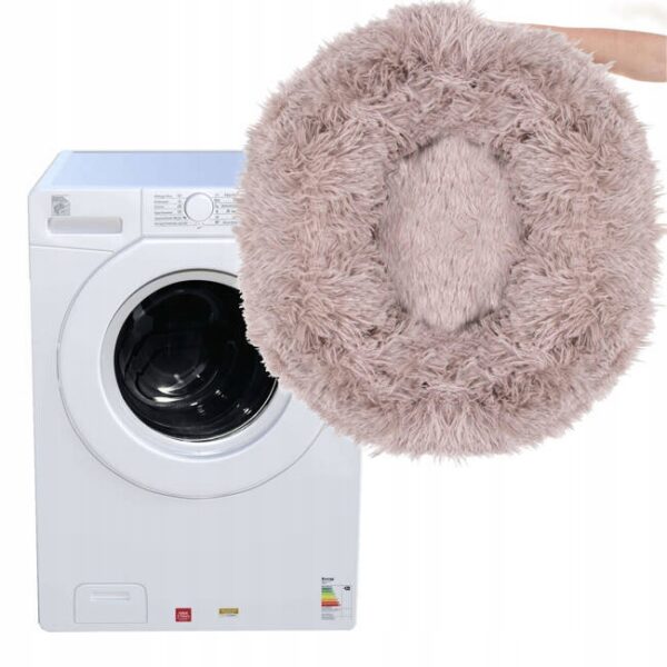Sersimo ágy kutyáknak és macskáknak, levehető huzattal, rózsaszínes barna, átmérője 70cm - Image 4