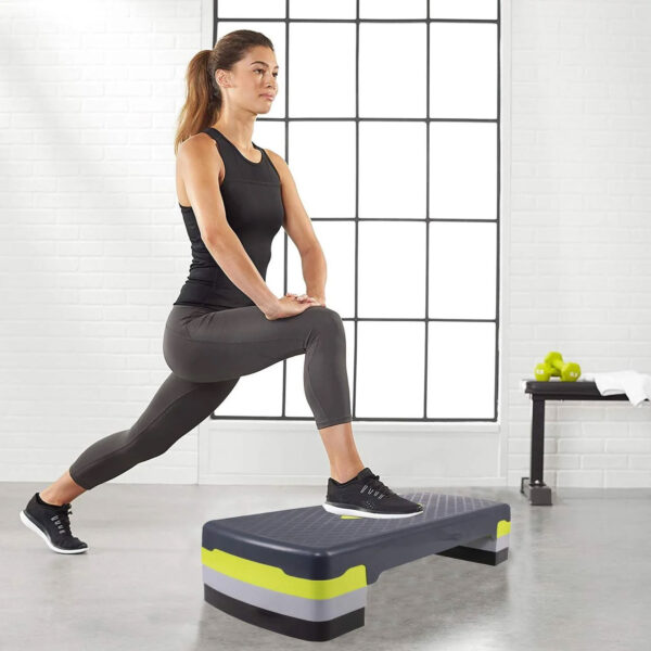 Stepper aerobic, ajustabil in 3 trepte, gri/verde, greutate maxima 250 kg, cu covoras de protectie - Image 4