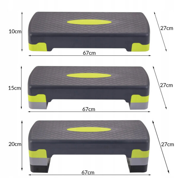 Stepper aerobic, ajustabil in 3 trepte, gri/verde, greutate maxima 250 kg, cu covoras de protectie - Image 10