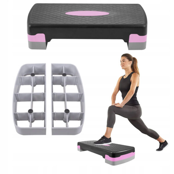 Step pad, 2 fokozatban állítható, szürke/rózsaszín, maximális súly 250 kg, védőszőnyeggel - Image 9
