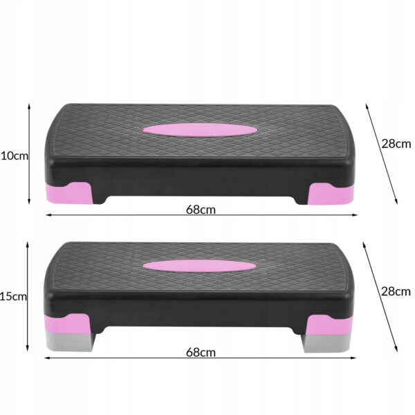 Step pad, 2 fokozatban állítható, szürke/rózsaszín, maximális súly 250 kg, védőszőnyeggel - Image 10