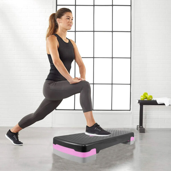 Step pad, 2 fokozatban állítható, szürke/rózsaszín, maximális súly 250 kg, védőszőnyeggel - Image 11