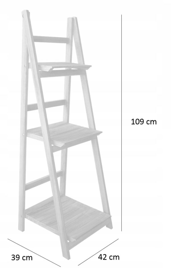 Biblioteca pliabila din lemn, 3 rafturi, 42x109x39 cm, gri - Image 3
