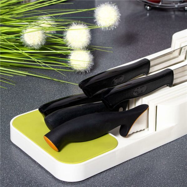 Organizator cutite pentru sertar, 9 compartimente, 40x14cm, alb - Image 6