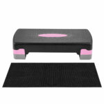 Step pad, 2 fokozatban állítható, szürke/rózsaszín, maximális súly 250 kg, védőszőnyeggel