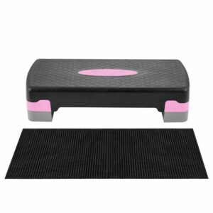 Step pad, 2 fokozatban állítható, szürke/rózsaszín, maximális súly 250 kg, védőszőnyeggel