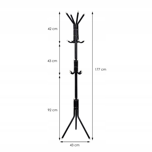 Sersimo fém rúdakasztó, 12 horog, 177 cm, fekete - Image 10