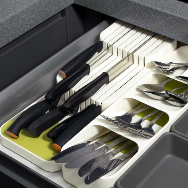 Organizator cutite pentru sertar, 9 compartimente, 40x14cm, alb - Image 8