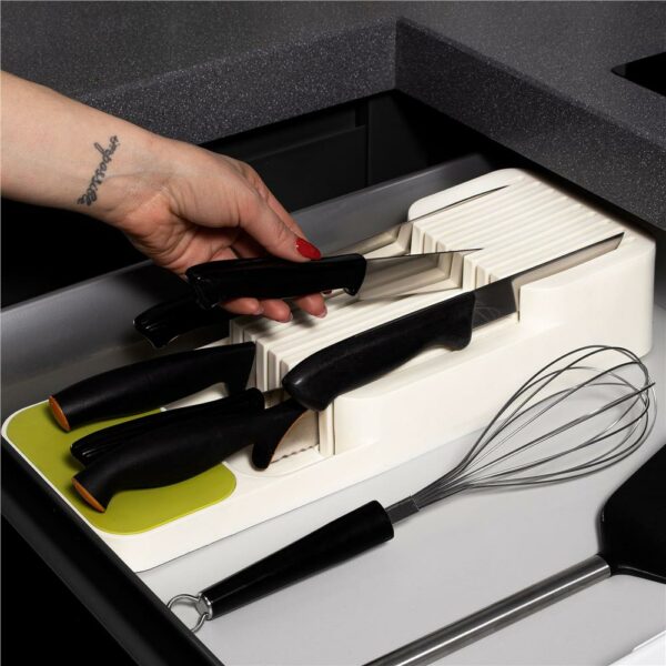 Organizator cutite pentru sertar, 9 compartimente, 40x14cm, alb - Image 9