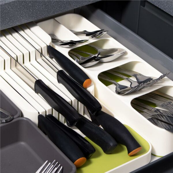 Organizator cutite pentru sertar, 9 compartimente, 40x14cm, alb - Image 10