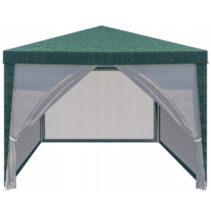 Pavilon szúnyoghálóval és cipzárral, négyzet alakú, 3x3 m, zöld