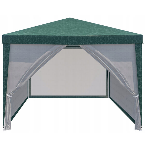 Pavilon szúnyoghálóval és cipzárral, négyzet alakú, 3x3 m, zöld