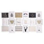 Fali képkeret, 18 fotóból álló kollázs, 52x101cm, fehér