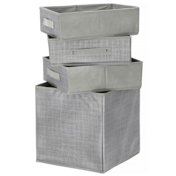Organizator dulap tip lada cu 3 sertare, Sersimo, textil, gri - Image 2