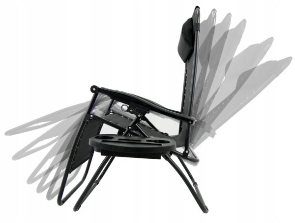 Sezlong pliabil cu parasolar SERSIMO, 85x77x150cm, Negru - Image 2