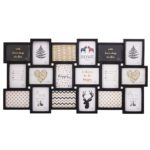 Fali képkeret, 18 fotóból álló kollázs, 52x101cm, fekete