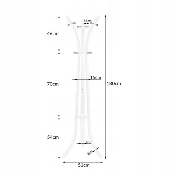 Cuier din metal Sersimo, 9 agatatoare, 180cm, alb - Image 6
