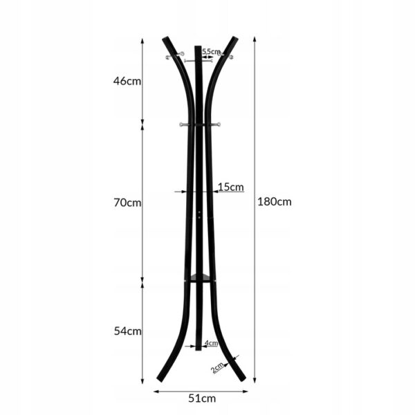 Cuier din metal Sersimo, 9 agatatoare, 180cm, negru - Image 10