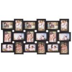 Fali képkeret, 18 fotóból álló kollázs, 47x93cm, fekete