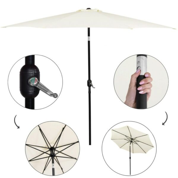 Umbrela terasa gradina, cu manivela si inclinare, GU17, diametru 300cm, Crem - Image 15