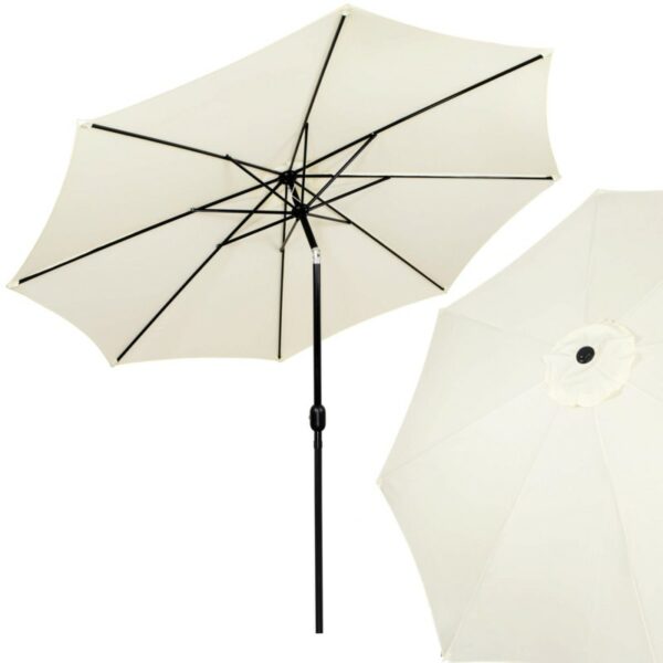 Umbrela terasa gradina, cu manivela si inclinare, GU17, diametru 300cm, Crem - Image 16