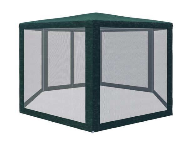 Pavilon szúnyoghálóval, cipzárral, hatszögletű, 200cm, zöld - Image 14
