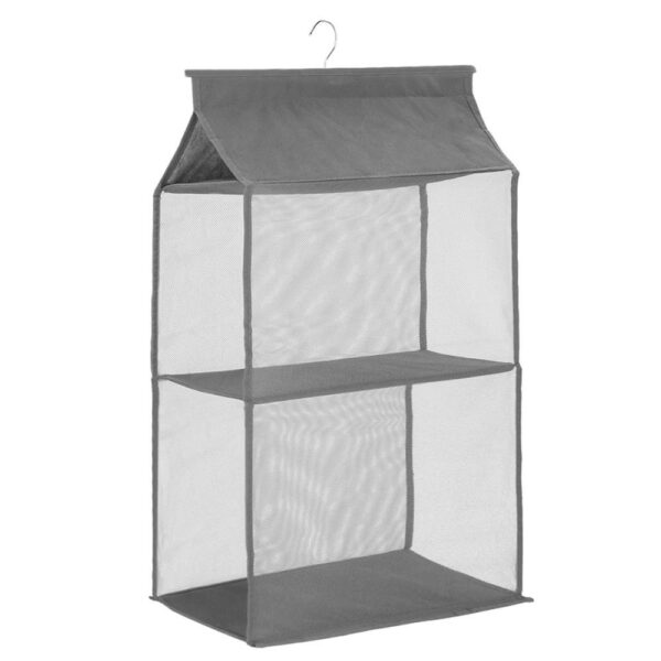 (DL) Organizator dulap posete Sersimo, 2 compartimente, textil, gri - Image 3