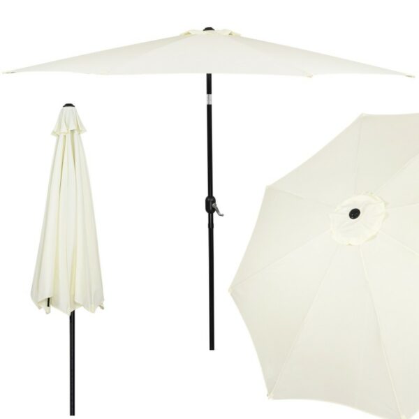Umbrela terasa gradina, cu manivela si inclinare, GU17, diametru 300cm, Crem - Image 2