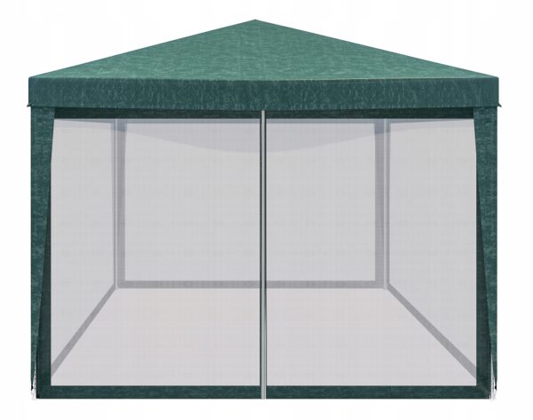 Pavilon szúnyoghálóval és cipzárral, négyzet alakú, 3x3 m, zöld - Image 2