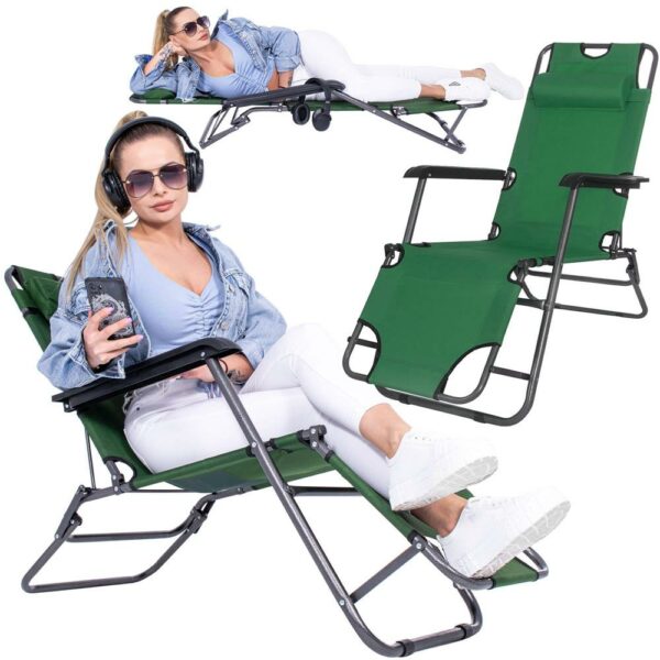 Összecsukható napozóágy SERSIMO GC5, Relax Zero Gravity, 80x60x153cm, zöld - Image 25
