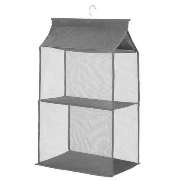 (DL) Organizator dulap posete Sersimo, 2 compartimente, textil, gri - Image 4