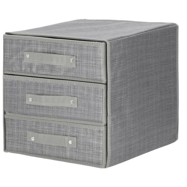 Organizator dulap tip lada cu 3 sertare, Sersimo, textil, gri - Image 4