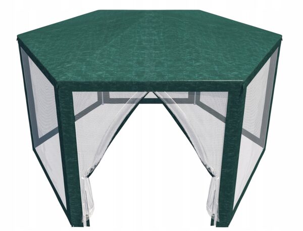 Pavilon szúnyoghálóval, cipzárral, hatszögletű, 200cm, zöld - Image 5