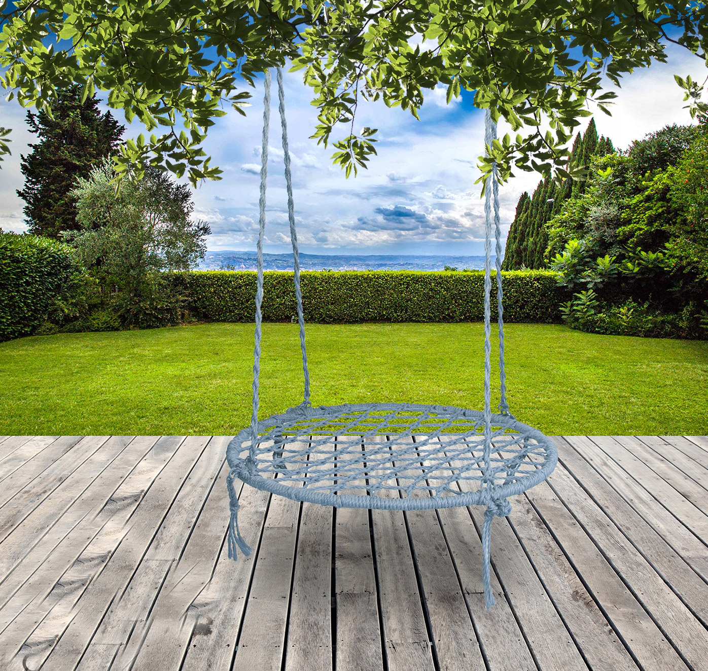 (DL) Scaun rotund tip leagan suspendat GO-L70D1, 80cm, 100kg, gri - Image 4