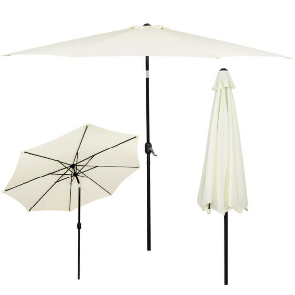 Umbrela terasa gradina, cu manivela si inclinare, GU17, diametru 300cm, Crem - Image 4